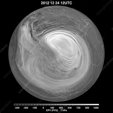 North polar vortex, satellite image - Stock Image - C019/5098 - Science ...