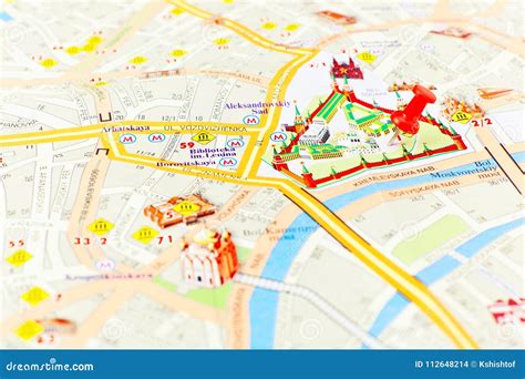 Moscow City Map with Focus on Red Square and Kremlin Stock Photo ...