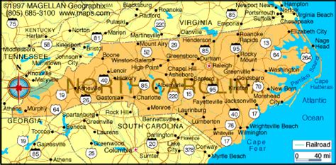 Map of North Carolina-Capital: Raleigh; motto: Esse quam videri (To be rather than seem); flower ...