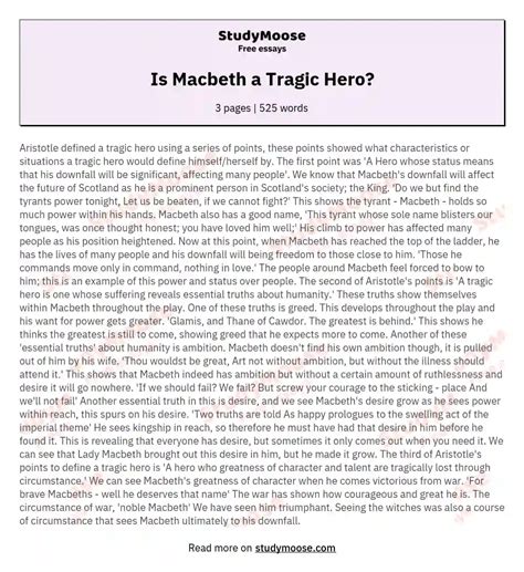 Is Macbeth a Tragic Hero? Free Essay Example