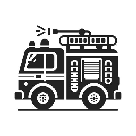 Chic Fire Truck Silhouette. Monochrome Graphic 48035458 Vector Art at ...