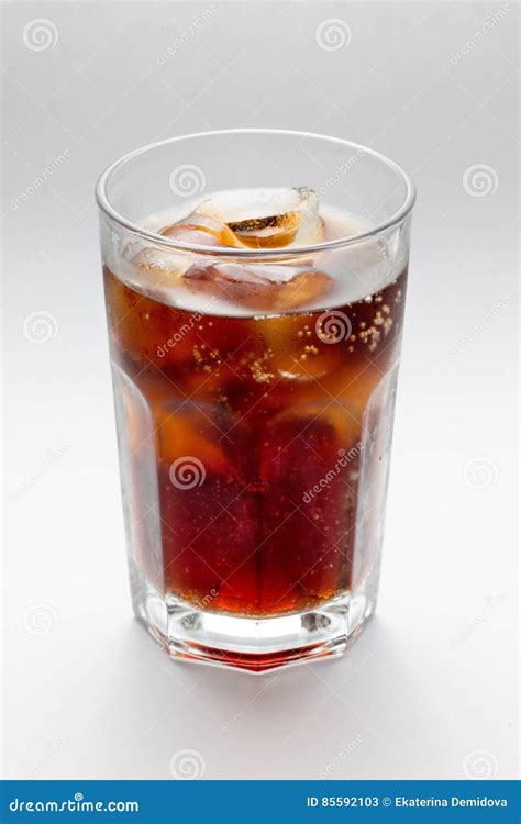 Glass With A Glass Of Coke Rum, Cocktai Ice Cubes Stock Image - Image ...