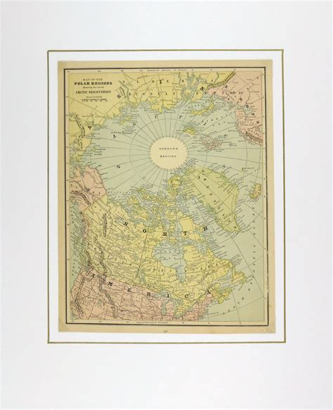 Polar Regions Map, Circa 1885 - Original Art, Antique Maps & Prints