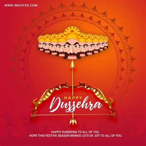 Free Elegant Hindu Happy Dussehra Festival Greeting Card Design - Indiater