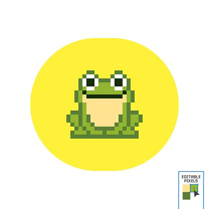 8 Bit Pixel Green Frog Pixel Animals In Vector Illustrations For Cross Stitch Pattern And Game ...