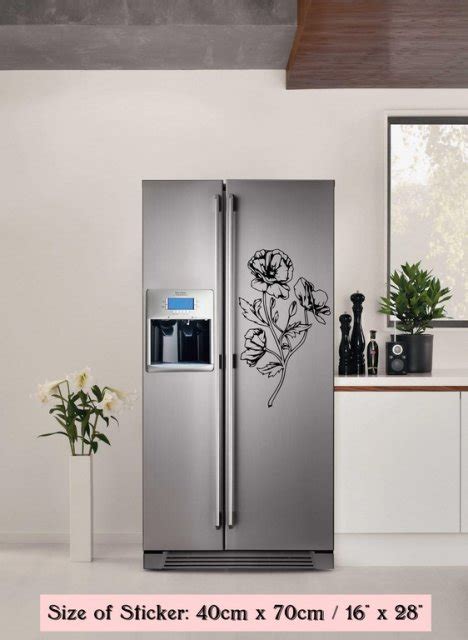 Blooming Flowers - Fridge Refrigerator Vinyl Sticker Decal Kitchen ...