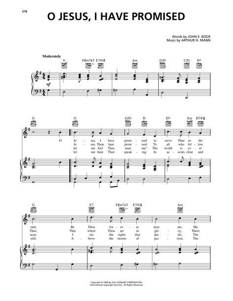 O Jesus, I Have Promised by Arthur H. Mann Sheet Music for Piano, Vocal & Guitar Chords (Right ...