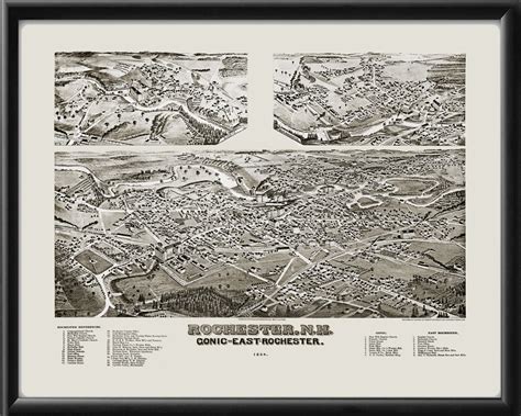 Rochester NH 1884 - Vintage City Maps, Restored Views