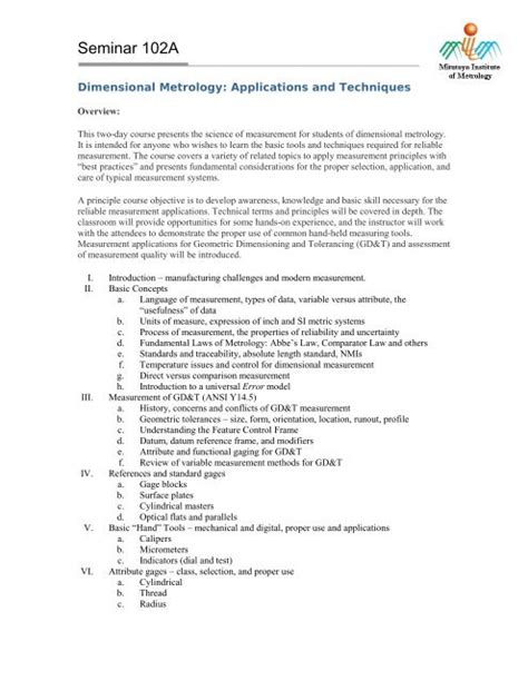 Dimensional Metrology: Applications and Techniques