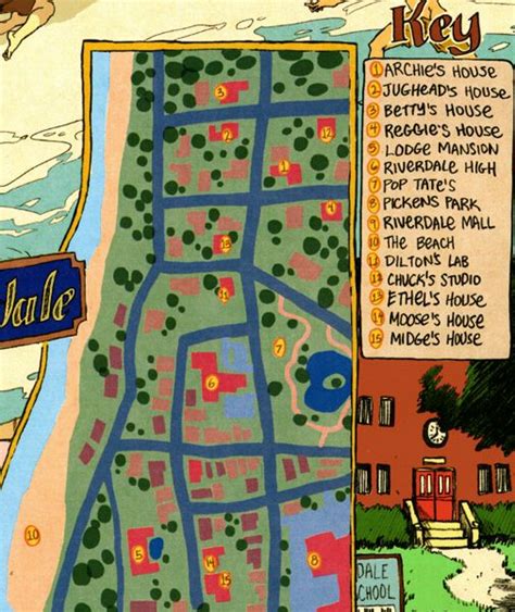 Rebecca Mock's map of Riverdale Archie Comics Riverdale, City Maps, Cartography, Mocking ...