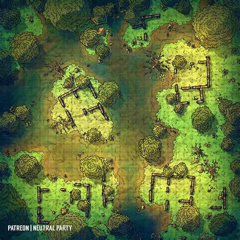 [OC][Art] Swamp Ruins Battlemap : r/DnD