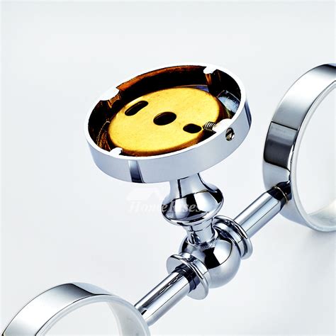 Glass Toothbrush Holder Double Silver Wall Mount