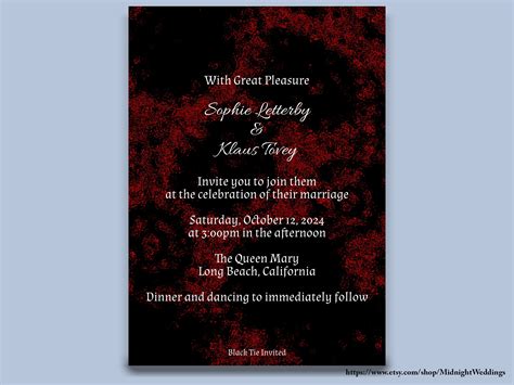 Black and Red Wedding Invitations Gothic Wedding Invitation | Etsy