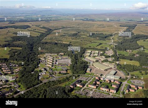 aerial view of Catterick Garrison and army training land to the west ...