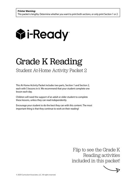 Iready at Home Activity Packets Student Ela Grade K P2 | PDF | Curriculum