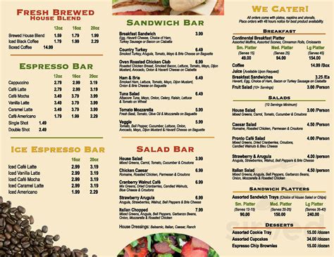 Pronto Cafe St. Joseph menus in St Joseph, Missouri, United States