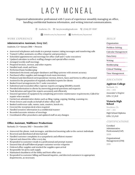 Administrative Assistant Resume Example & Writing Tips for 2022