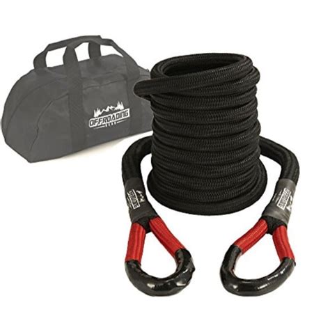 20'x 1-1/4" kinetic recovery & tow rope, black (52,300 lbs), for 4x4/off-roading/jeep/car/suv ...