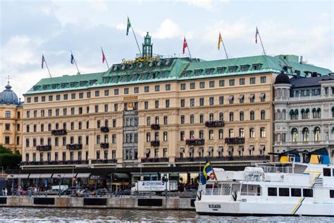 Grand Hotel of Stockholm. Exterior View from the Sea. Editorial Stock Photo - Image of capital ...