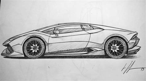 Lamborghini Huracan sketch. Ballpoint pen. : drawing