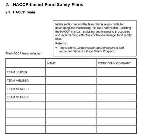 Free Haccp Plan Template For Your Needs