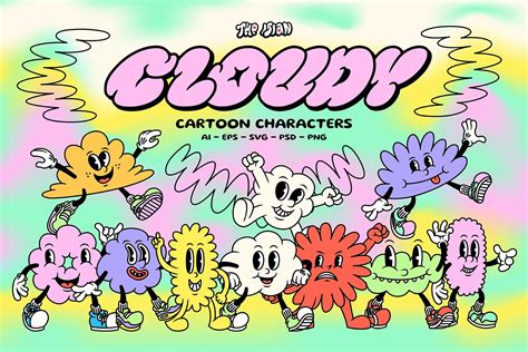 Cloudy Cartoon Characters | Creative Market