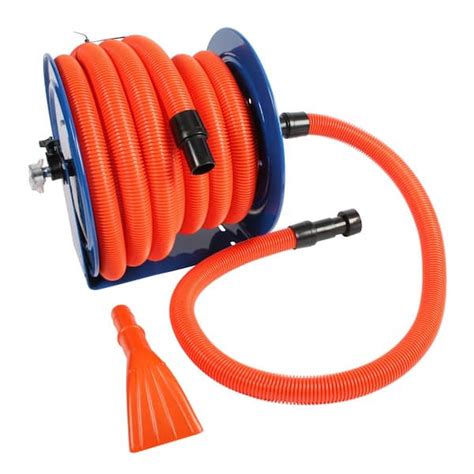 Cen-Tec Industrial Hose Reel and 50 ft. Hose with Adapters for Wet/Dry ...