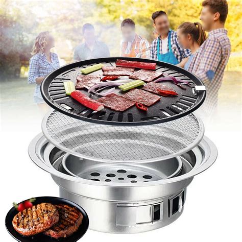 Portable Table Grill, Korean Style BBQ Grill Stainless Steel BBQ Grill Stove Outdoor Camping ...