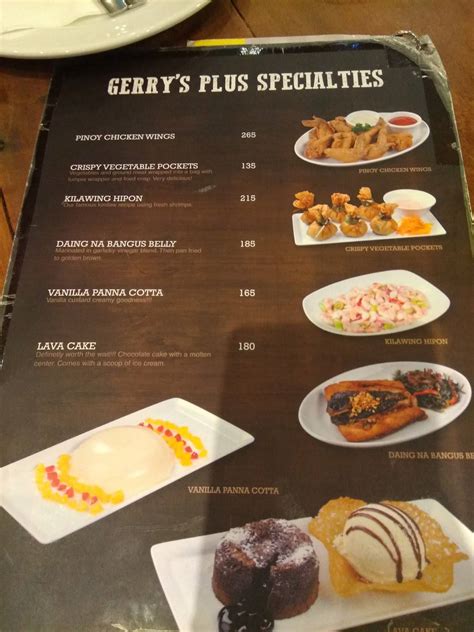 Menu at Gerry's Grill - UP Town Center restaurant, Quezon City, 216 ...