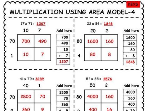 2 x 2 Area Model Multiplication Worksheets | Teaching Resources