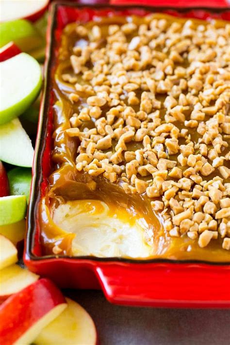 Caramel apple dip with a layer of cream cheese. | Caramel apple dip, Yummy appetizers, Recipes