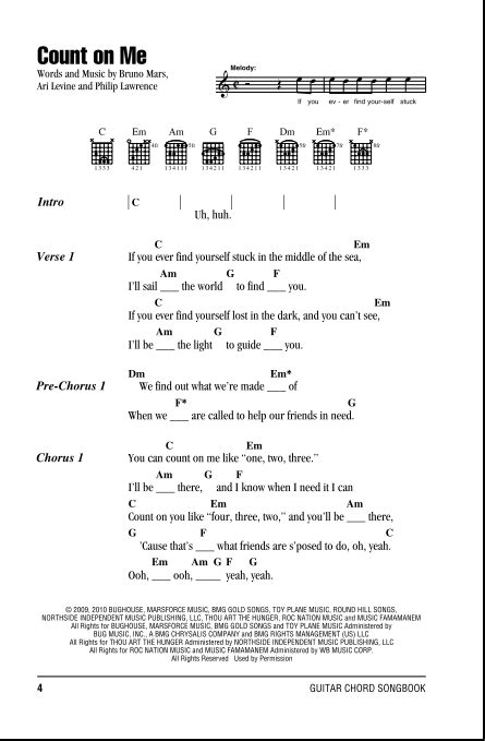 Count On Me - Guitar Chords/Lyrics | zZounds