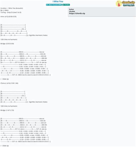 Chord: I Miss You - tab, song lyric, sheet, guitar, ukulele | chords.vip