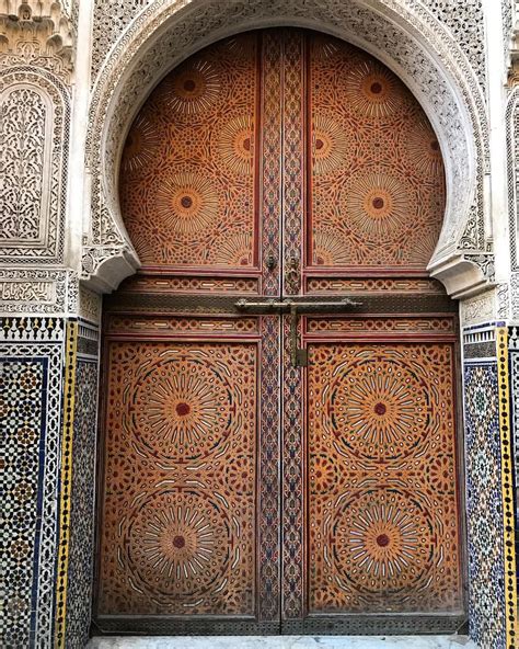 Stunning door in the old Medina of Fez Morocco, an ancient and beautiful city filled with ...