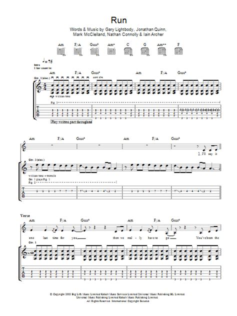 Run by Snow Patrol - Guitar Tab - Guitar Instructor