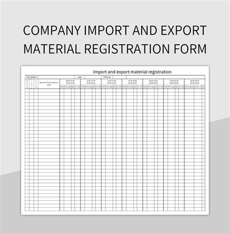 Company Import And Export Material Registration Form Excel Template And Google Sheets File For ...