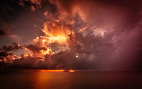 Download Horizon Ocean Orange (Color) Sunset Cloud Nature Sky HD Wallpaper