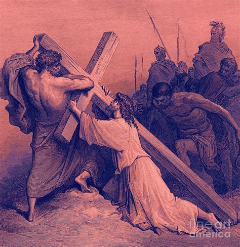 Jesus falling beneath the cross Biblical Scene Drawing by Gustave Dore - Fine Art America