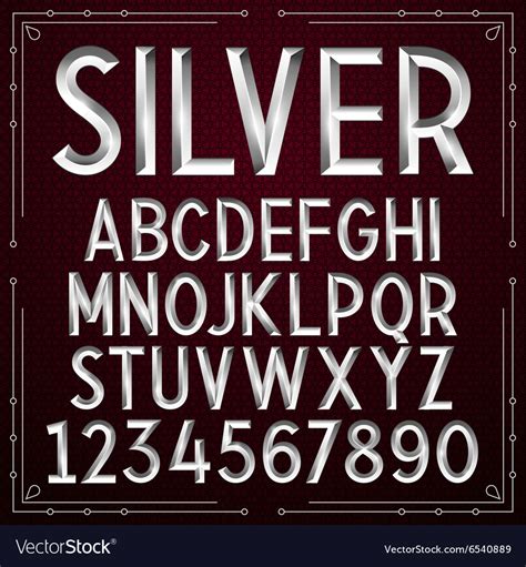 Silver embossed font Royalty Free Vector Image