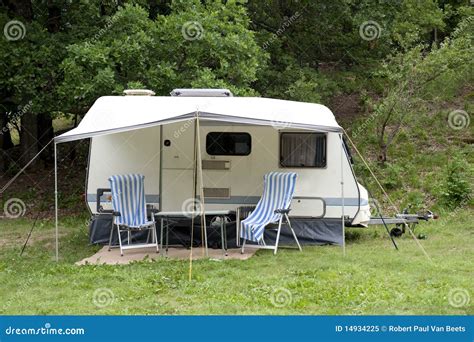 Caravan at camping stock image. Image of countryside - 14934225