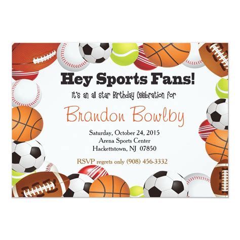 SPORTS FAN BIRTHDAY INVITATION | Zazzle | Sports birthday invitations, Birthday invitations ...