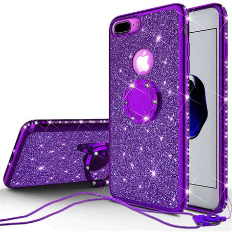 Glitter Cute Ring Stand Phone Case for Apple iPhone 8 Plus/Iphone 7 ...