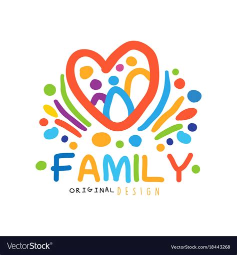 Colorful happy family logo with abstract people Vector Image