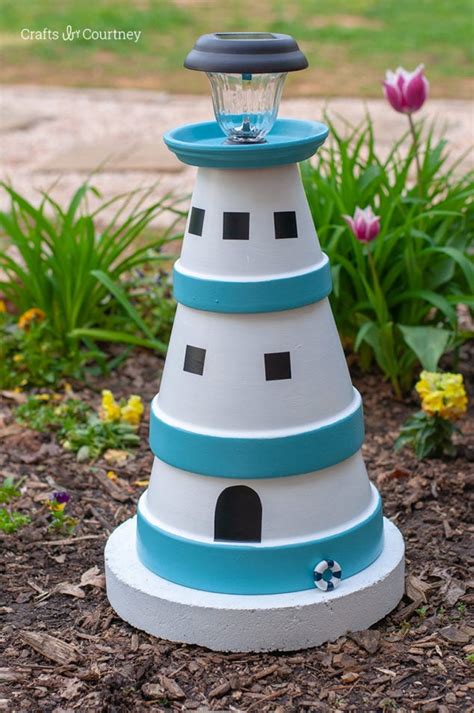 Terra Cotta Pot DIY Lighthouse Garden Project