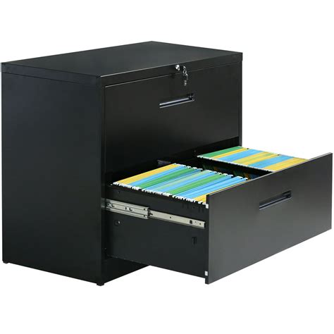 Metal File Cabinet, 2-Drawer Heavy-Duty Lateral File Cabinet with Lock, Filing Cabinet in Home ...