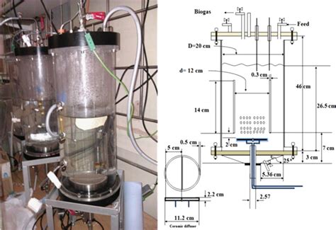 Airlift bioreactor modelled in this study with diagram showing its ...