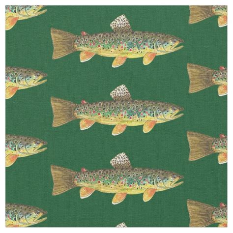 Trout Fishing Fabric | Zazzle