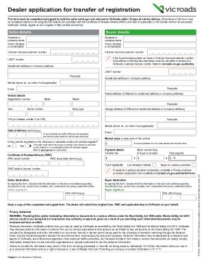 2020-2024 Form AU VicRoads Dealer Application for Transfer of ...