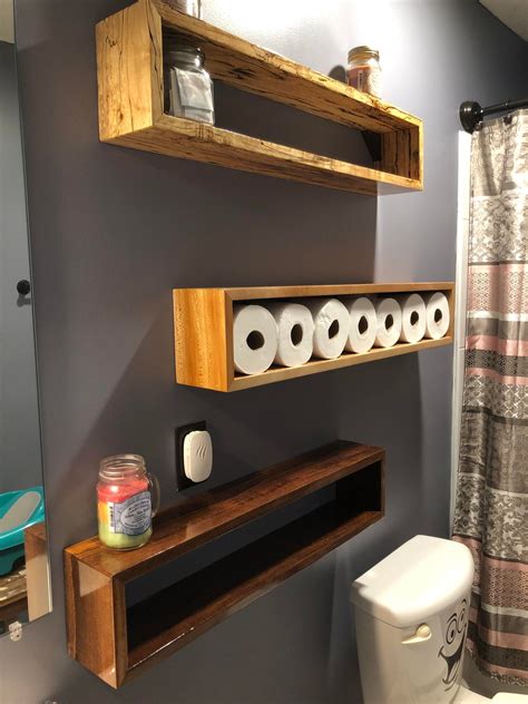 Bathroom shelves I through together. Spalted maple, sycamore, and claro ...