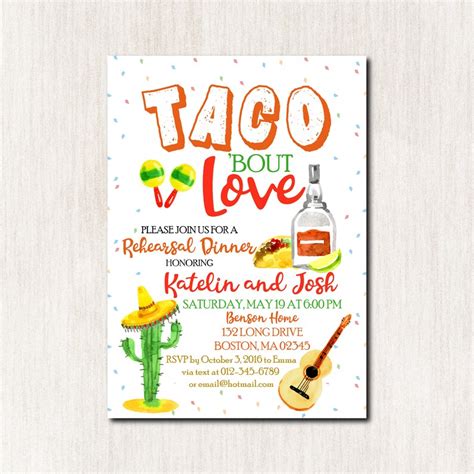 Taco Bout Love Rehearsal Dinner Invitation Taco Party | Etsy